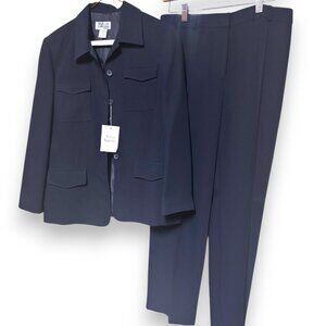 Style & Co. Blue Pantsuit Tailored Professional Ensemble